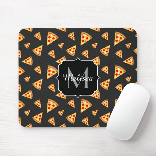 Monogram patroon pizza's muismat (Met muis)