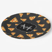 Monogram patroon pizza's papieren bordje (Gekanteld)