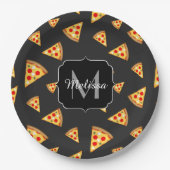 Monogram patroon pizza's papieren bordje (Voorkant)