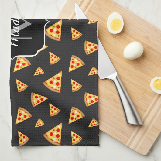 Monogram patroon pizza's theedoek (Quarter Fold)