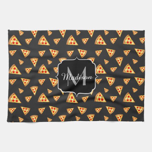 Monogram patroon pizza's theedoek (Horizontaal)