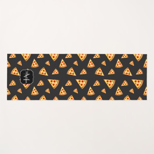 Monogram patroon pizza's yogamat (Voorkant (horizontaal))
