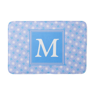 Monogram patroon van elektrische blauwe cirkels badmat