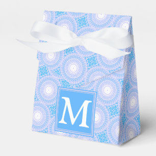 Monogram patroon van elektrische blauwe cirkels bedankdoosjes