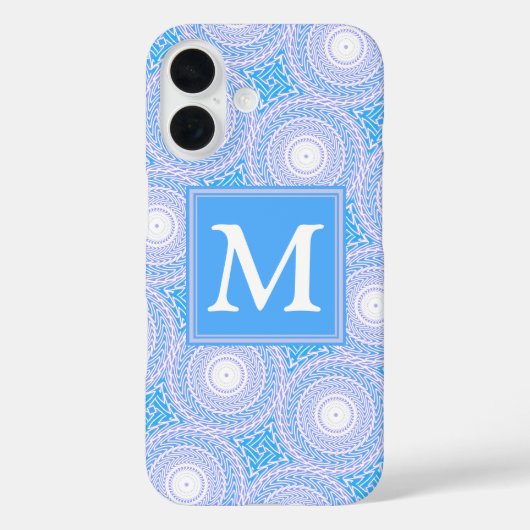 Monogram patroon van elektrische blauwe cirkels Case-Mate iPhone case (Achterkant)