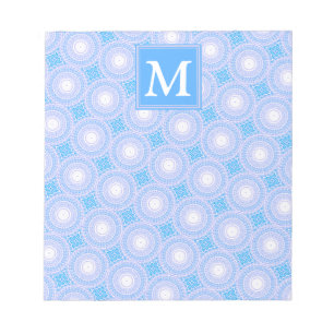 Monogram patroon van elektrische blauwe cirkels notitieblok
