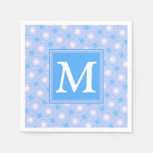 Monogram patroon van elektrische blauwe cirkels servetten
