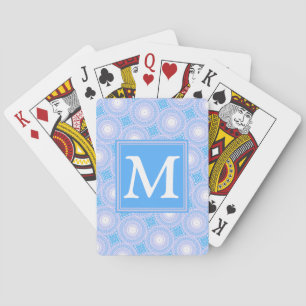 Monogram patroon van elektrische blauwe cirkels speelkaarten