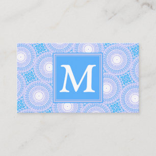 Monogram patroon van elektrische blauwe cirkels visitekaartje