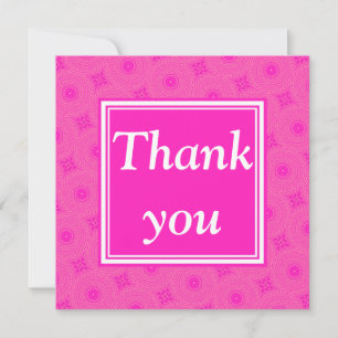 Monogram patroon van hete roze cirkels bedankkaart