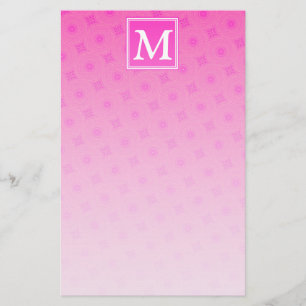 Monogram patroon van hete roze cirkels briefpapier