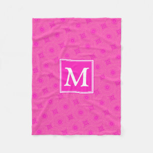 Monogram patroon van hete roze cirkels fleece deken