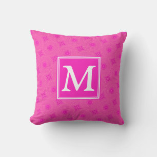 Monogram patroon van hete roze cirkels kussen