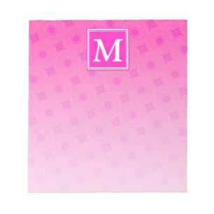 Monogram patroon van hete roze cirkels notitieblok
