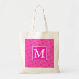 Monogram patroon van hete roze cirkels tote bag