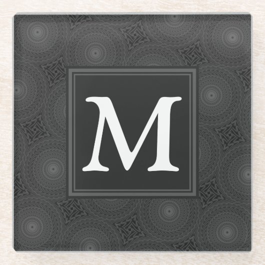 Monogram patroon van koolcirkels glazen onderzetter (Voorkant)