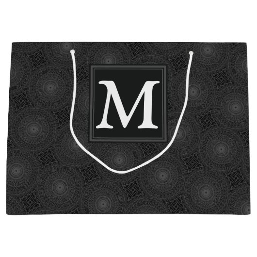 Monogram patroon van koolcirkels large cadeauzakje (Voorkant)