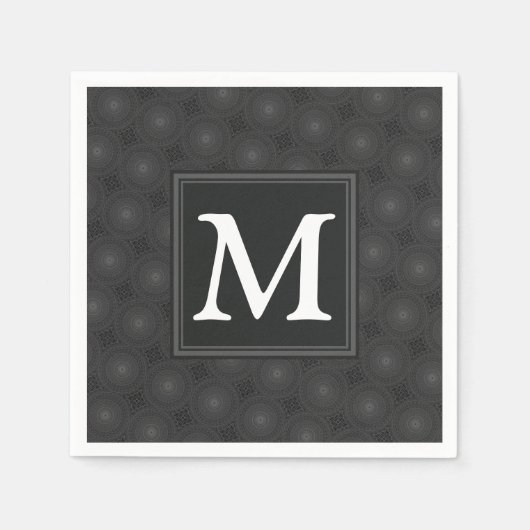 Monogram patroon van koolcirkels servetten (Voorkant)