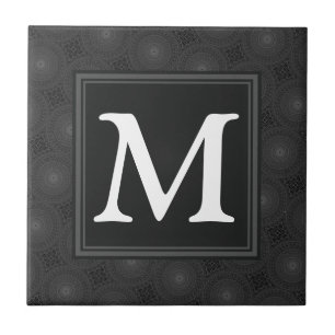 Monogram patroon van koolcirkels tegeltje