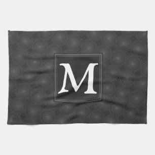 Monogram patroon van koolcirkels theedoek