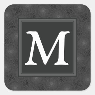 Monogram patroon van koolcirkels vierkante sticker