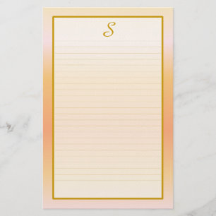 Monogram Peach Fine Lined Stationery Briefpapier