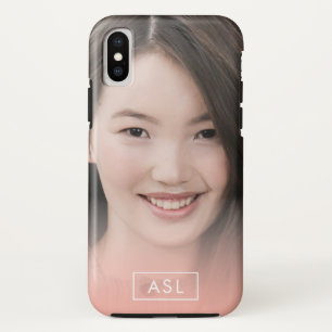Monogram Peach Overlay Enkelvoudige foto iPhone XS Hoesje