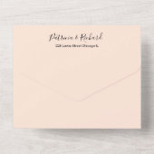 Monogram Peach Roos Weddenschap in één uitnodiging (Achterkant)