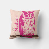 Monogram Peach roze Baby Girl Owl Kussen (Achterkant)