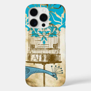Monogram  Peacock Birdcage Damask iPhone 5 iPhone 16 Pro Hoesje