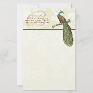Monogram Peacock Branch Stationery Briefpapier