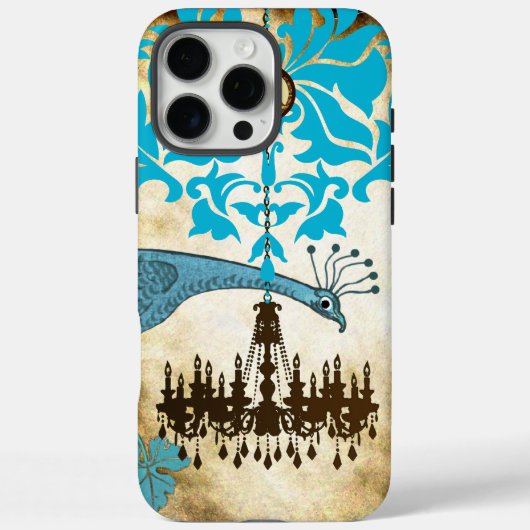 Monogram Peacock Chandelier Damask iPhone Case-Mate iPhone Case (Achterkant)
