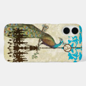 Monogram  Peacock Chandelier Damask iPhone Case-Mate iPhone Case (Achterkant (horizontaal))