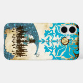 Monogram  Peacock Chandelier Damask iPhone Case-Mate iPhone Case (Achterkant (horizontaal))