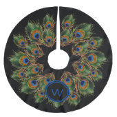 Monogram Peacock Feather Black Kerstboom Rok (Voorkant)