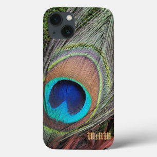 Monogram Peacock Feather Blackberry Bold Hoesje