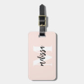 Monogram Penseel Script Blush Pink Bagagelabel (Voorkant verticaal)