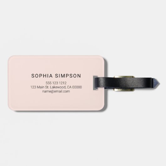 Monogram Penseel Script Blush Pink Bagagelabel (Achterkant horizontaal)