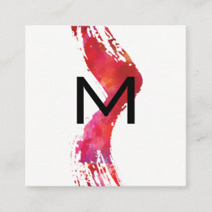 Monogram penseel voor Waterverf Vierkante Visitekaartje