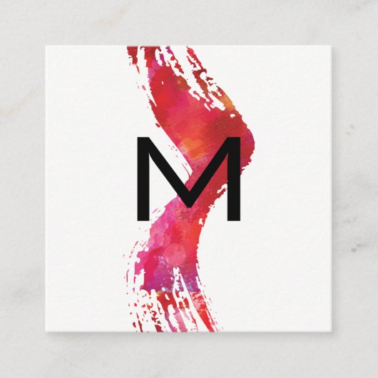 Monogram penseel voor Waterverf Vierkante Visitekaartje (Voorkant)