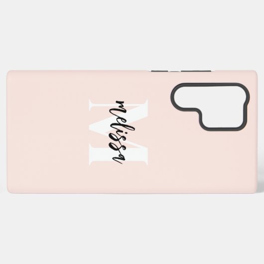 Monogram penseelscript Blush Pink Samsung Galaxy Hoesje (Achterkant horizontaal)