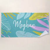 Monogram penseelscript | Tropische keukenhanddoek Strandlaken (Voorkant)