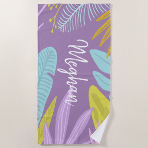 Monogram penseelscript   Tropische keukenhanddoek Strandlaken