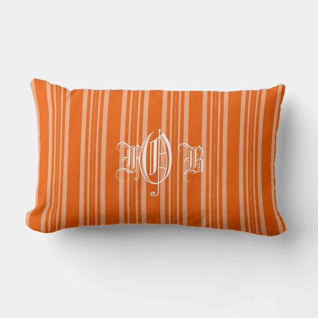 Monogram Persimmon Stripes White Kussen (Voorkant)
