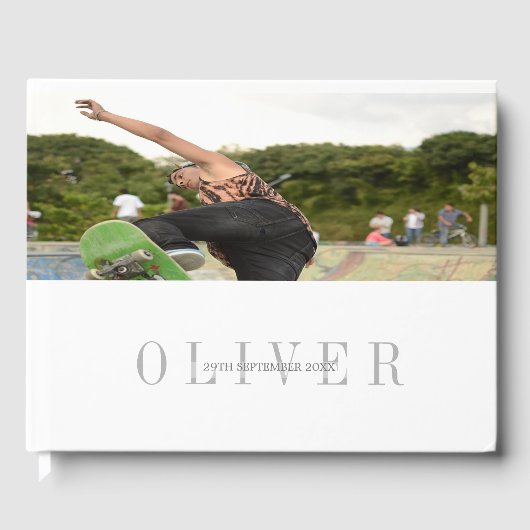 Monogram Personal PhotoModern Bar Mitzvah Gastenboek (Voorkant)