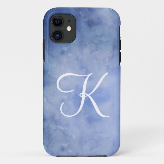 Monogram Personaliseer Blauw en Wit Case-Mate iPhone Case (Achterkant)
