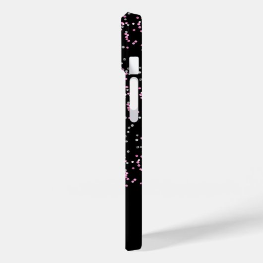 Monogram personaliseer zwarte roze zilver Glitter Case-Mate iPhone Case (Achterkant / Links)
