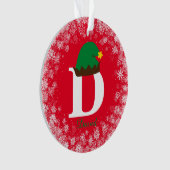 Monogram Personaliseren met Naam Achternaam Rood Ornament (voorkant)