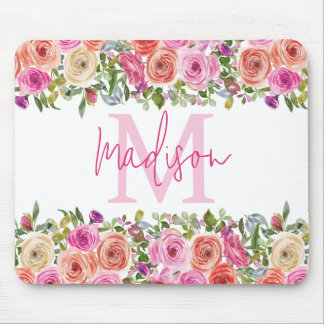 Monogram | personaliseren | Waterverf | Floral Muismat