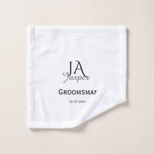 Monogram personalized groomsman best man name date (Gant de toilette)